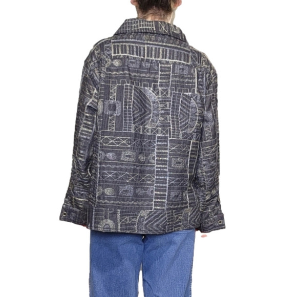 Jacket Filigree embroidered Black metallic gold and silver Size XL CHICO'S - Picture 3 of 15